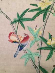 detail van het prachtige Chinese behang  in het landhuis